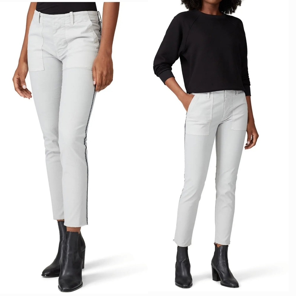Nili Lotan Grey Jenna Pants Slim‎ Fit Mid Rise Ankle Crop Size 8